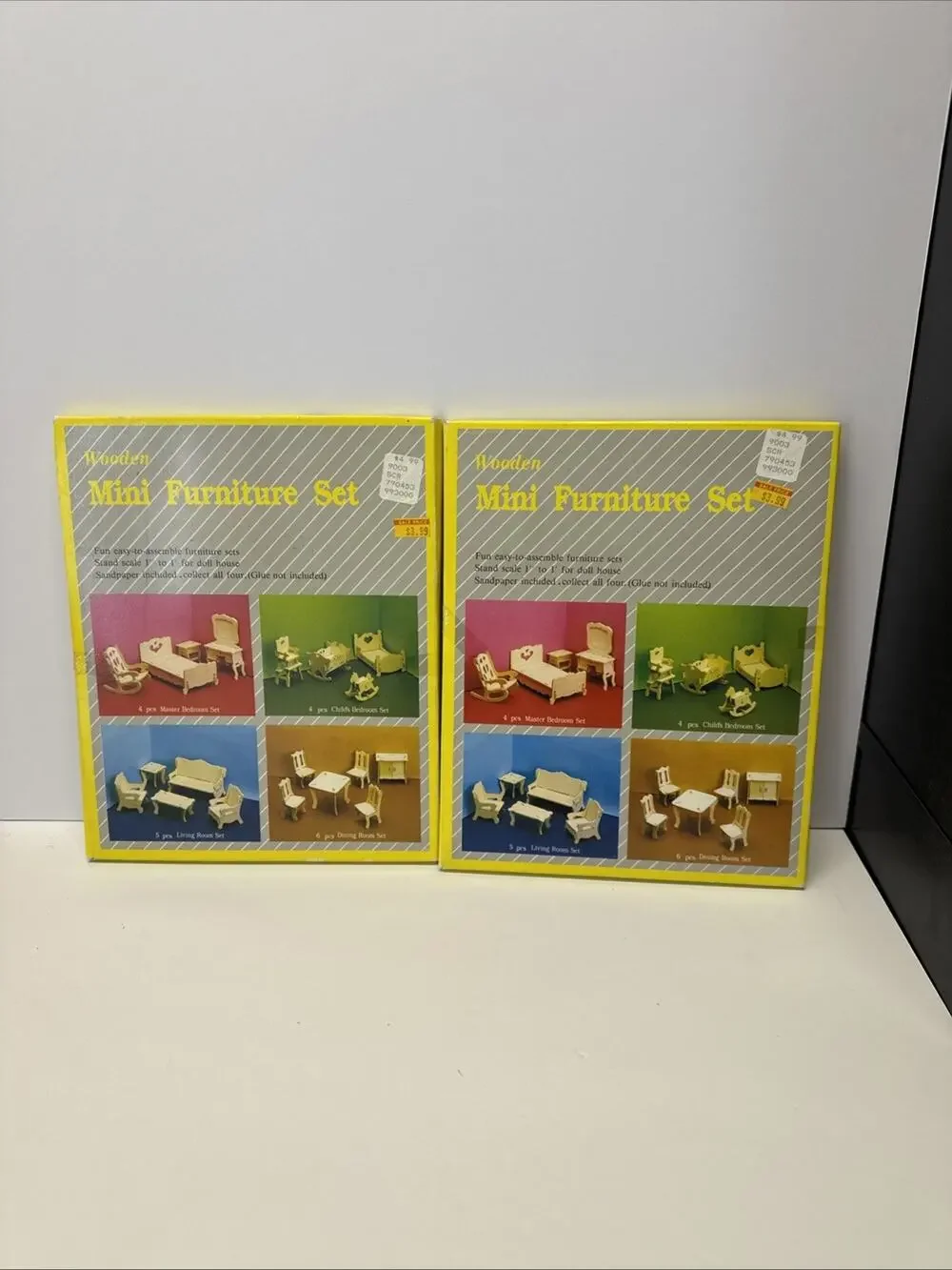 Lot Of 2 Wooden Mini Furniture Set Fun Easy To Assemble For Dollhouses Vtg 1988